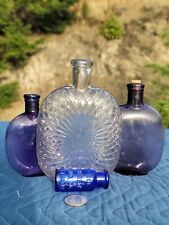 SPectacular 1880s Lavender Pumpkinseed Flask☆1 Amethyst Sunburst Liquor Bottle picture
