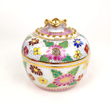 Vintage Hand Painted Gold Trim Floral Lidded Trinket Ring Dish Box Unsigned picture
