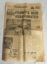 LONDON EVENING NEWS, Dec 20 1973 - SPANISH PRIME MINISTER CARRERO BLANCO KILLED  picture