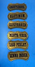6 Original 19th Century Pharmacy Bottle Labels. Gold & Blue. picture