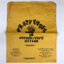 Vintage Crazy Eddie Record & Tape Asylum Paper Shopping Bag 1970s 18 x 15, NYC picture