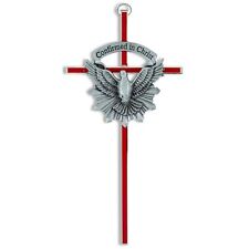 Confirmation Wall Cross with Red Enamel and Dove Centerpiece Catholic Home De... picture