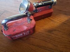 Vintage Teledyne Big Beam Hand Lantern Flashlight No 166 Red/Chrome  And Roadsid picture