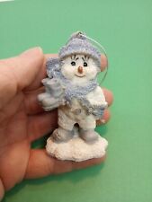 vintage cute snowman glitter resin xmas ornament picture