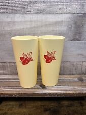 Vtg 1980s Nasco Strawberry Plastic Tumbler Set Of 2 Theme Drinking Cups 1072 Red picture
