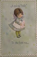 Vintage Greeting Card Girl Hello Just Because Hallmark Charmers Envelope picture