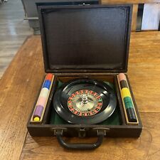 1930s 40’s Monte Carlo Games tabletop roulette wheel 8” chips Felt Case picture