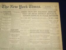 1918 DECEMBER 8 NEW YORK TIMES - EBERT PUTS OFF SOLIDERS DEMAND - NT 9165 picture