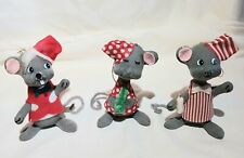 Kitschy Mcm Christmas Mice Set Of 3 Flocked picture