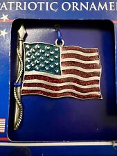 PROUD TO BE AN AMERICAN PATRIOTIC ORNAMENT. GENUINE PEWTER HAND ENAMELED NEW picture