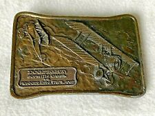 Vintage Bergamot Brass Belt Buckle Military Airplane Dogfight Sopwith Camel picture