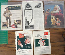 5 Coca Cola Original Magazine Print Ads - 1919, 1927, 1929, 1943, and 1950 Santa picture