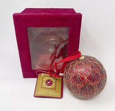 Vintage Dillard’s Collectible Cloisonné Ball Christmas Ornament Red Scalloped picture