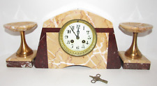 Antique French Japy Freres Marble Garniture Mantel Clock 8-Day, Time/Bell Strike picture