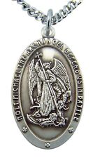 Sterling Silver Holy Michael The Archangel Defend us in Battle Oval Medal, 1