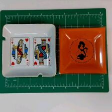 VTG Playboy Bunny Club Glass Ashtray & Grand Slam King/Queen Ash Tray picture