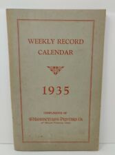 1935 The Manufacturing Printers Co. Weekly Record Calendar Mount Vernon Ohio picture