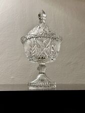 Vintage Crystal Apothecary Jar Embossed Satin Tulips Home Decor picture