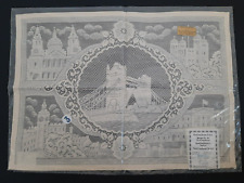 Vintage Nottingham Lace Panel Napery LONDON BRIDGE/Landmarks England 12