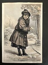 VICTORIAN Business Trade Card Michigan Stoves & Ranges Girl Snowball picture