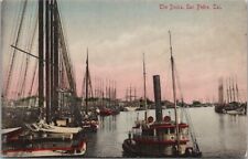 1910s SAN PEDRO / L.A. Harbor CA Hand-Colored Postcard 