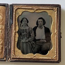 Antique Ambrotype Photograph Lovely Couple Women One Dressed In Masc Attire picture
