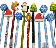 Christmas Pencils Lot Of 17  New Deer Tree Santa Hat Gingerbread Man Snow picture