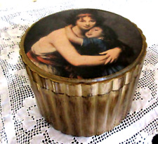 5 Italian Florentine Gold Gilt Toleware Coasters with Mom/Child Box Rare picture