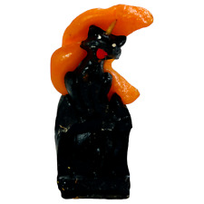 Vintage Gurley Halloween Candle Black Cat Orange Moon Novelty Unused 3.5