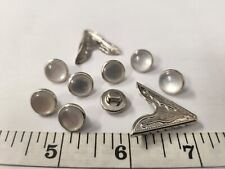 VINTAGE BUTTONS SET OF 12 SILVER METAL 2 METAL COLLAR COVERS WESTERN TUZ3568 picture