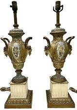 Pair pf Antique French Large Cast Urn Lamps - Urns are 21.5