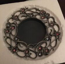 PartyLite Jewels Pillar Candle Holder - P7474 - Metal Scrollwork Flowers -In Box picture
