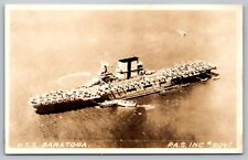 Postcard USS Saratoga  2047 Navy Aircraft Carrier WWI c 1918 Military RPPC picture
