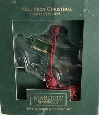 Marquis Waterford First Christmas Just Married Wedding Car Glass 2003 Ornament picture