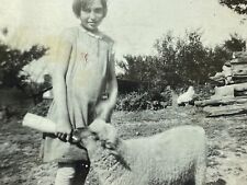 J3 Photograph 1928 Girl Feeding Sheep With Bottle Farm picture
