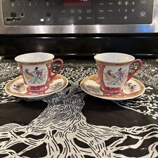 Set Of 2 Vintage Chinese Tea Cups With Saucers picture