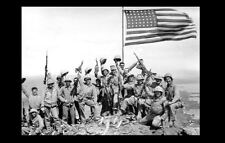 RARE 1945 Iwo Jima Flag Raising PHOTO Group After Raising, US Marine Navy Heroes picture