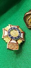 Vintage Military Veterans of Foreign Wars Of The US 60-year Member Tack Pin picture