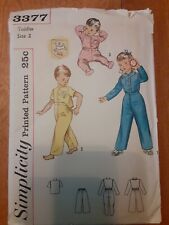 1950's Simplicity Pattern 3377 Toddler Size 2,  Breast 21  Two-piece Pajamas picture