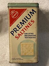 Vintage Nabisco Premium Saltine Crackers Tin Can, English / Spanish, 9”, 50s-60s picture
