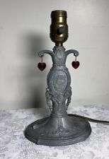 Antique Vtg CAMEO Face Lamp Red Gems Table Accent Art Nouveau Deco Spelter picture