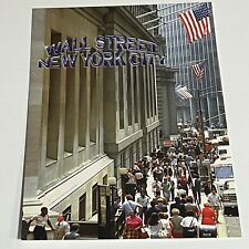 Wall Street View Postcard NY New York City 1999 people busy Vintage Sidewalk picture