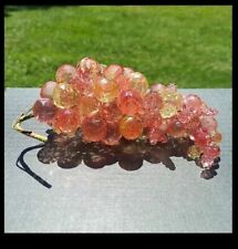 Vintage MCM Faceted Lucite Bead Acrylic Grape Cluster Dusty Yellow Pink 7
