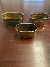 3 Vintage Brass Oval Ribbed Nesting Planters picture