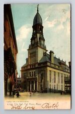 Fall River MA-Massachusetts, City Hall, Antique Vintage c1908 Souvenir Postcard picture
