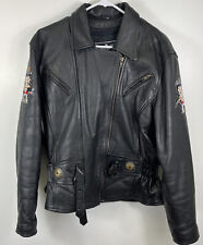 Vintage Betty Boop Motorcycle Biker Matrix Leather Jacket Womens Fits Around Med picture
