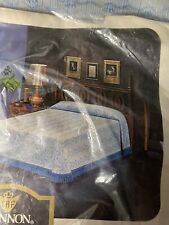 VTG Sealed Double Bedspread Cannon Royal Family Fringed Blue White Amorous Rose picture