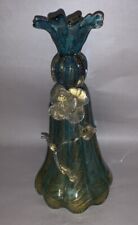Barovier e Toso Murano Cordonato d' Oro Turquoise and Gold Glass Vase RARE picture