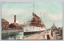 USS Charleston Postcard In Dry Dock Harbor Protected Cruiser US Naval Ship picture