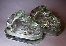 Pair of Heavy Cast Glass American Art Deco Horse Head Bookends c. 1950 picture